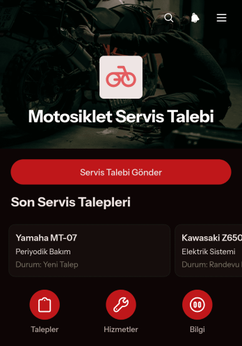 Motosiklet Servis Talebi Uygulama Șablonu