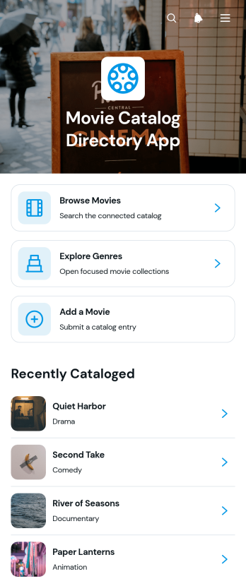 Movie Catalog Directory App Template