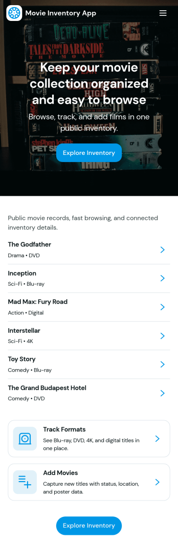 Movie Inventory App Template