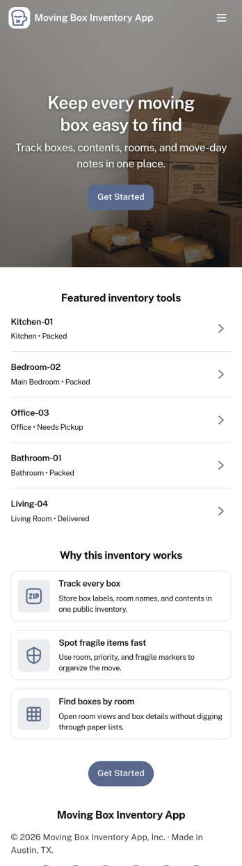 Moving Box Inventory App Template