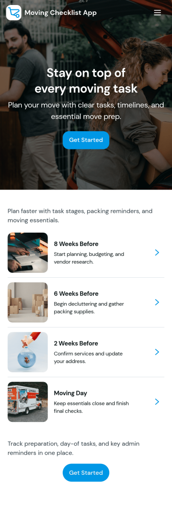 Moving Checklist App Template