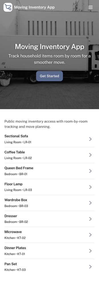 Moving Inventory App Template
