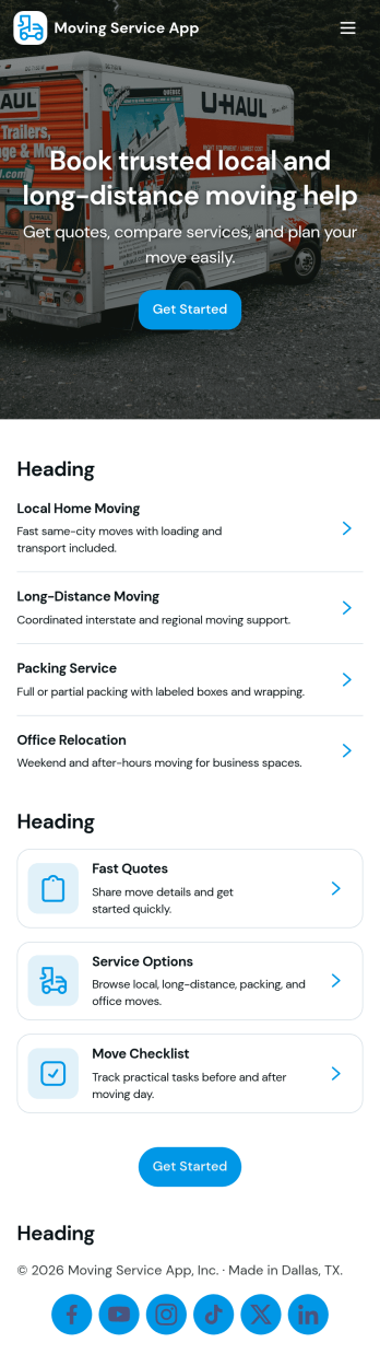 Moving Service App Template