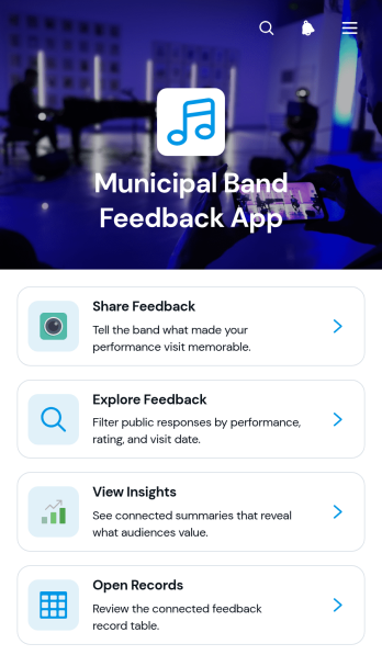 Municipal Band Feedback App Template