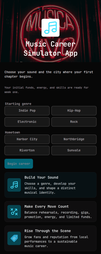 Music Career Simulator App Template