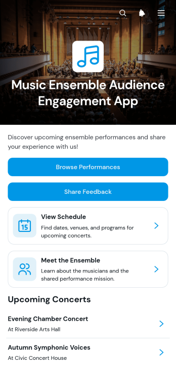 Music Ensemble Audience Engagement App Template
