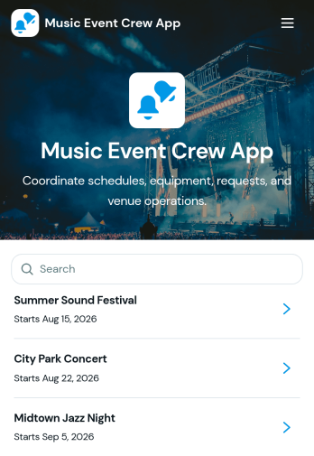 Music Event Crew App Template