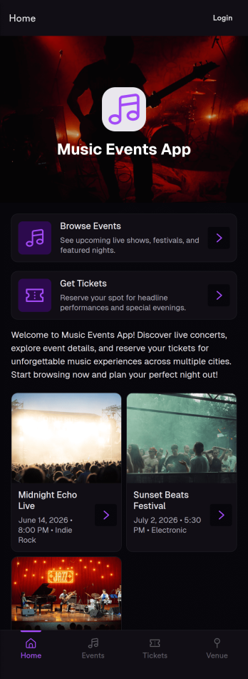 Music Events App Template