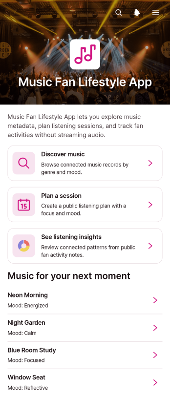 Music Fan Lifestyle App Template
