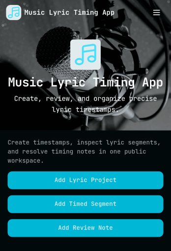 Music Lyric Timing App Template