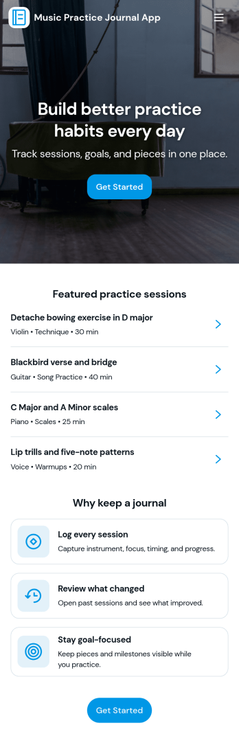 Music Practice Journal App Template