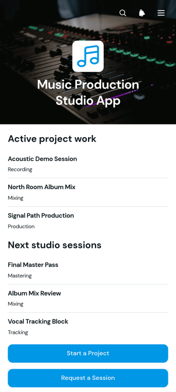 Music Production Studio App Template