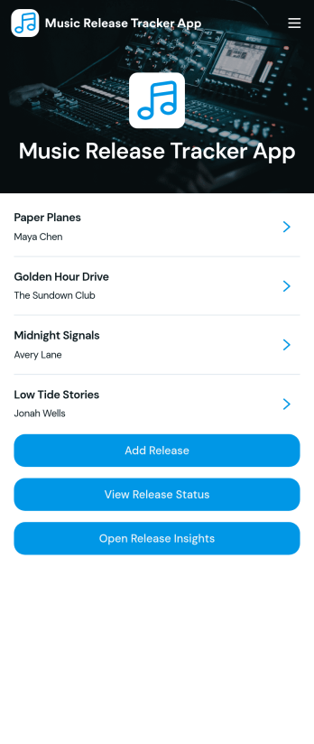 Music Release Tracker App Template