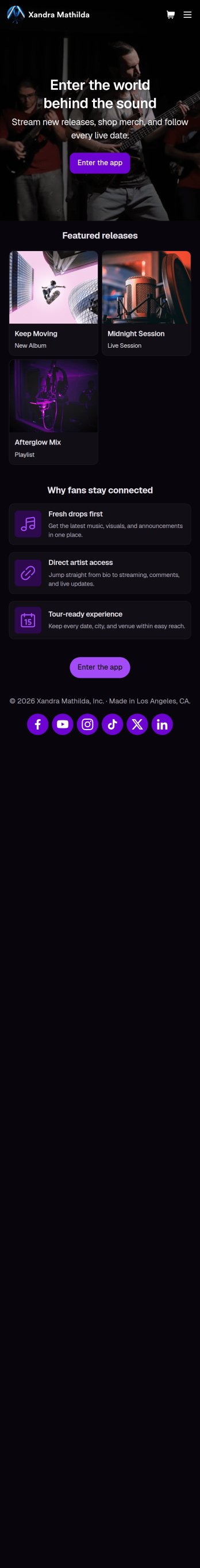 Musician Instagram Bio Link App Template