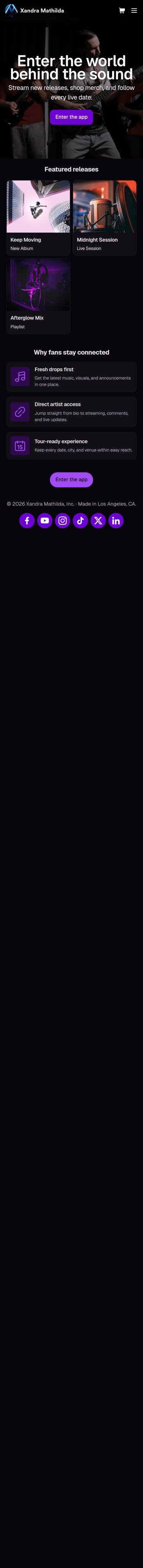 Musician Instagram Bio Link App Template