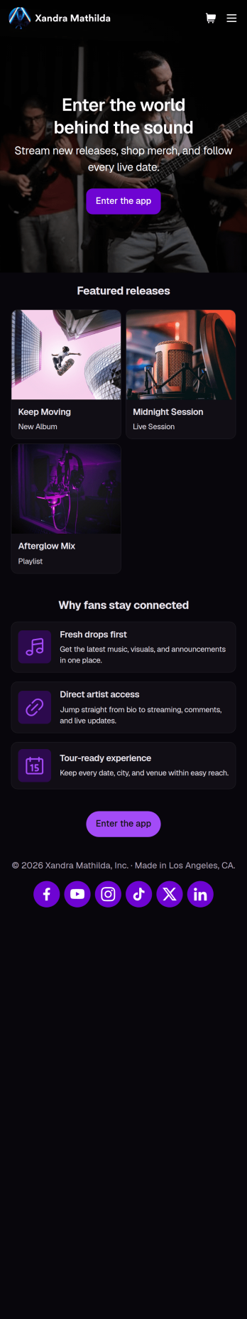 Musician Instagram Bio Link App Template