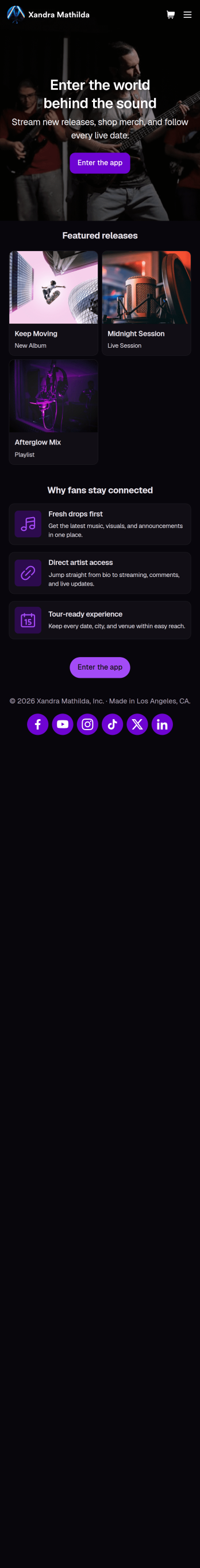 Musician Instagram Bio Link App Template