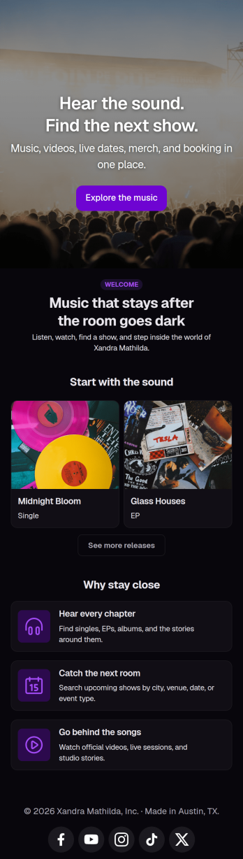 Musician Instagram Bio Link App Template