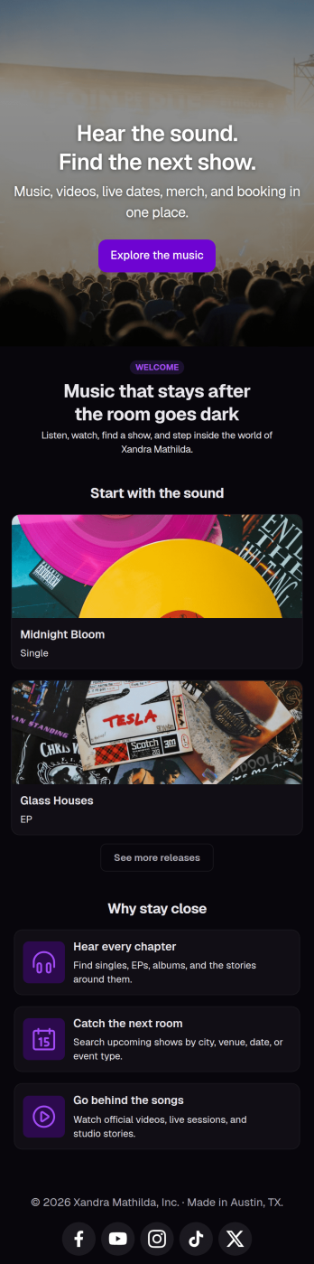 Musician Instagram Bio Link App Template