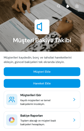 Müşteri Bakiye Takip Uygulama Șablonu