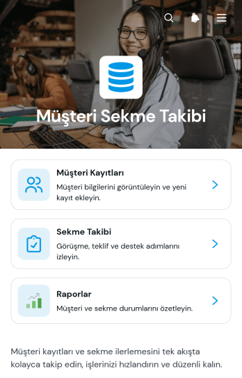 Müşteri Sekme Takip Uygulama Șablonu