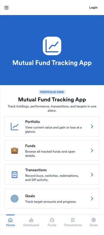 Mutual Fund Tracking App Template