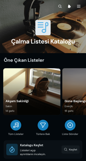 Müzik Çalma Listesi Kataloğu Uygulama Șablonu