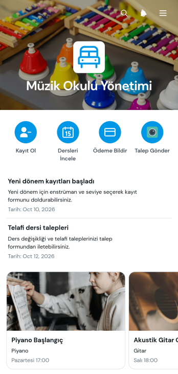 Müzik Okulu Yönetim Uygulama Șablonu