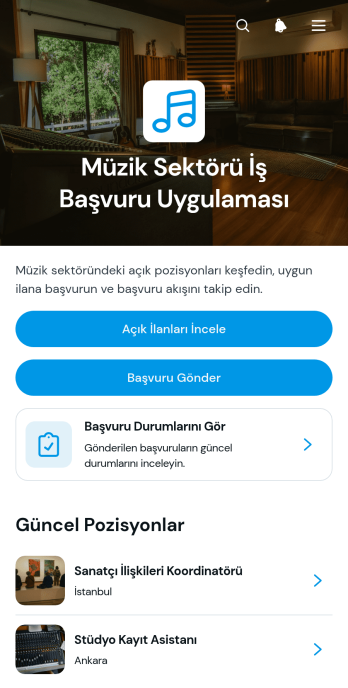 Müzik Sektörü İş Başvuru Uygulama Șablonu