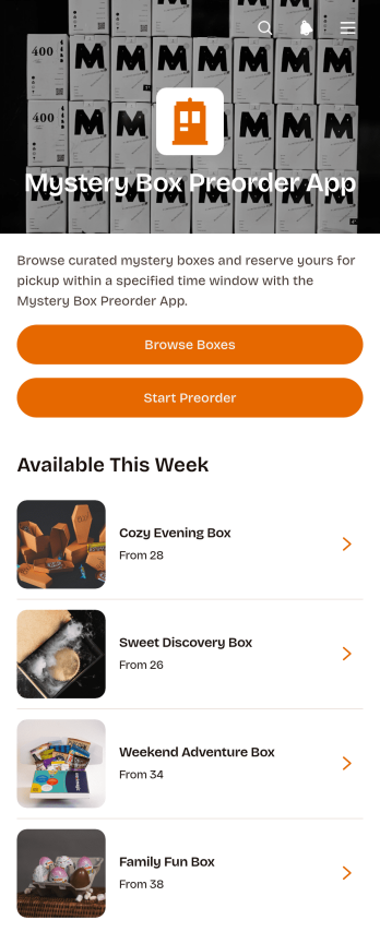 Mystery Box Preorder App Template