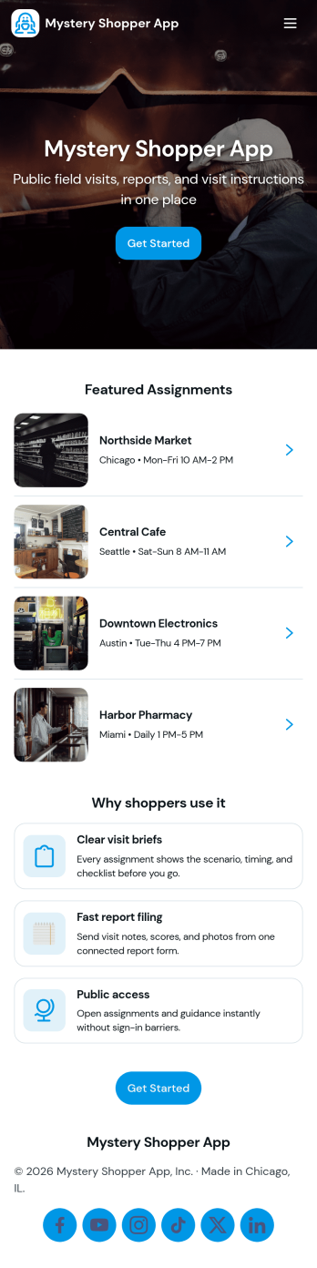 Mystery Shopper App Template