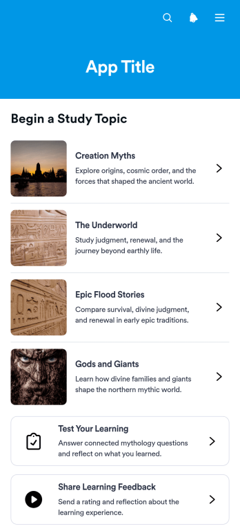 Mythology Learning App Template