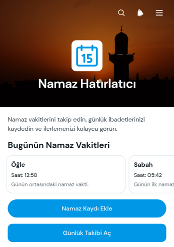 Namaz Hatırlatma Uygulama Șablonu