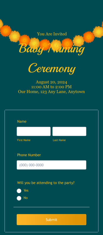 Naming Ceremony RSVP App Template