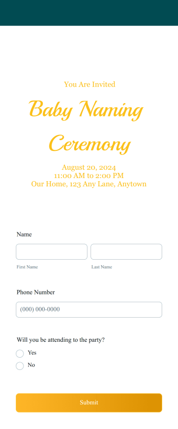Naming Ceremony RSVP App Template