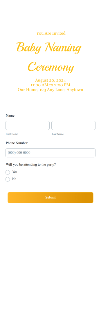 Naming Ceremony RSVP App Template