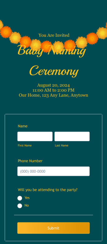 Naming Ceremony RSVP App Template