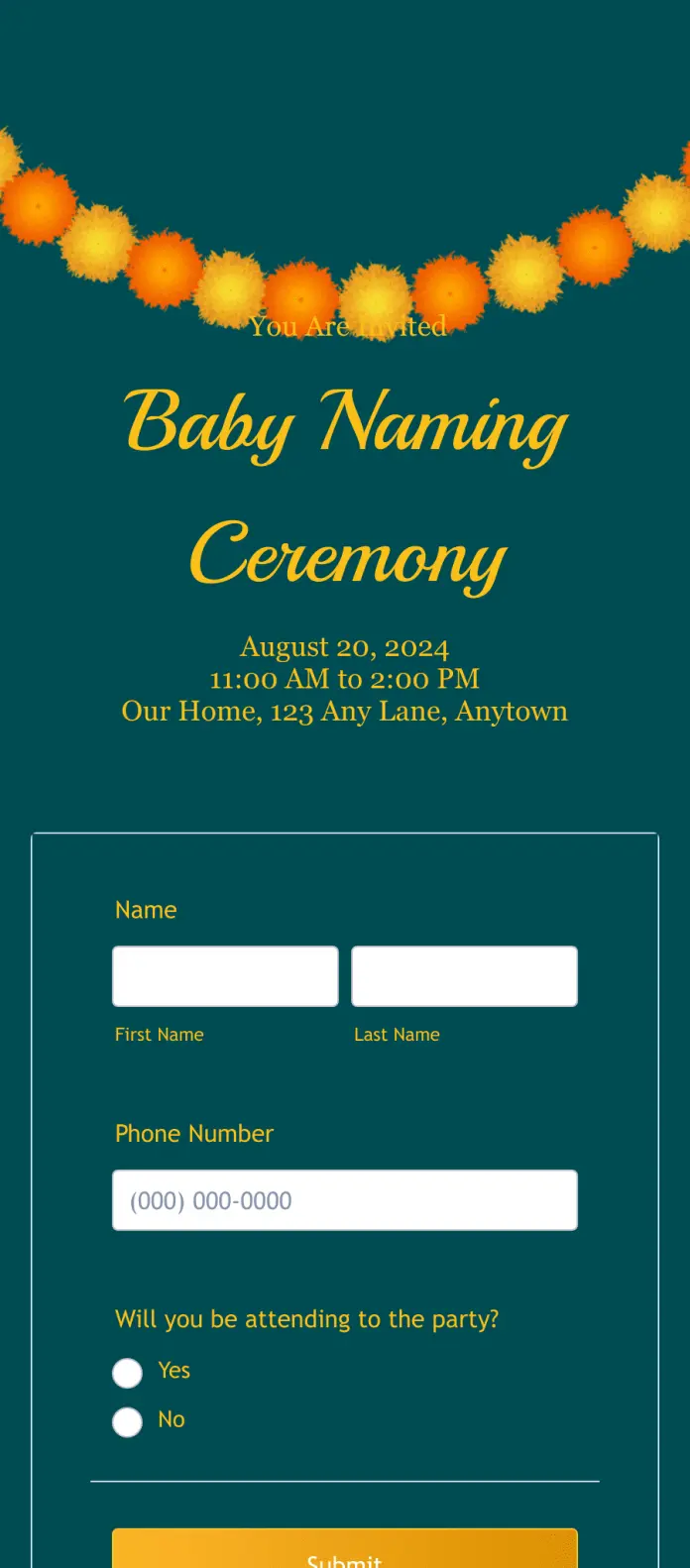 Naming Ceremony RSVP App