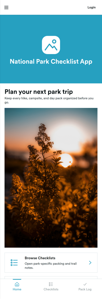National Park Checklist App Template