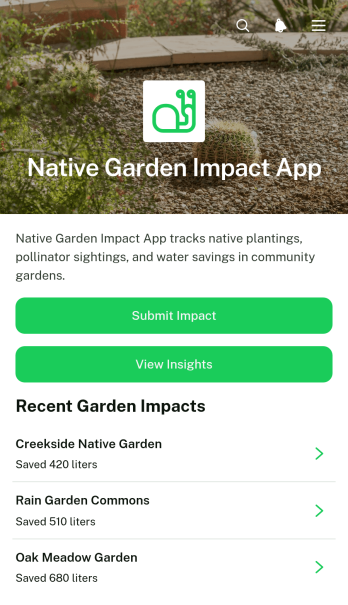 Native Garden Impact App Template