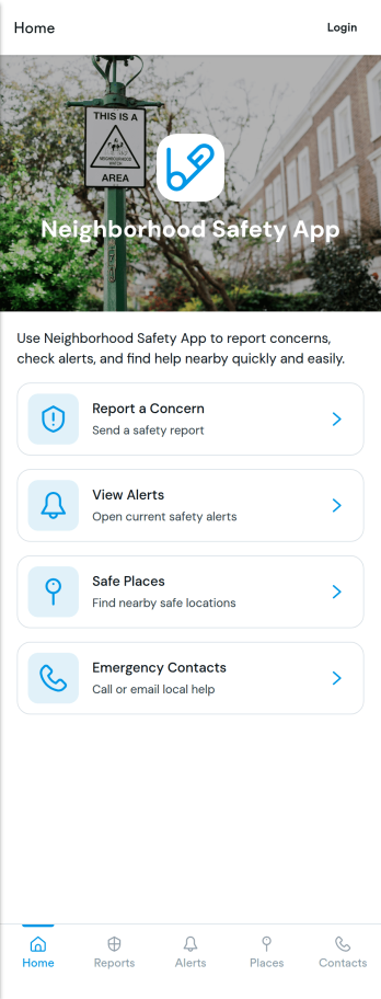 Neighborhood Safety App Template