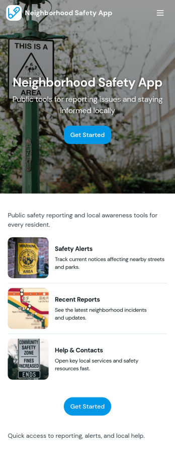 Neighborhood Safety App Template