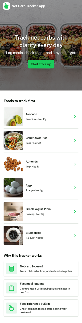 Net Carb Tracker App Template
