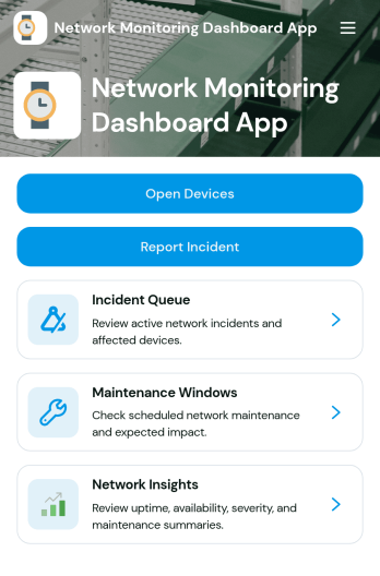 Network Monitoring Dashboard App Template
