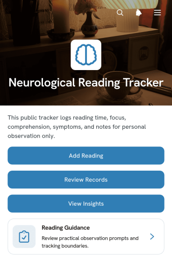 Neurological Reading Tracker App Template