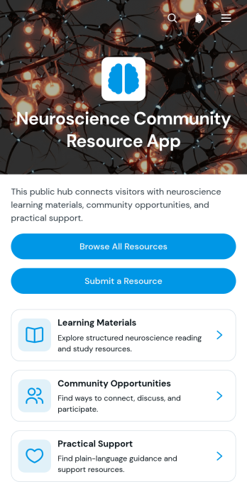 Neuroscience Community Resource App Template