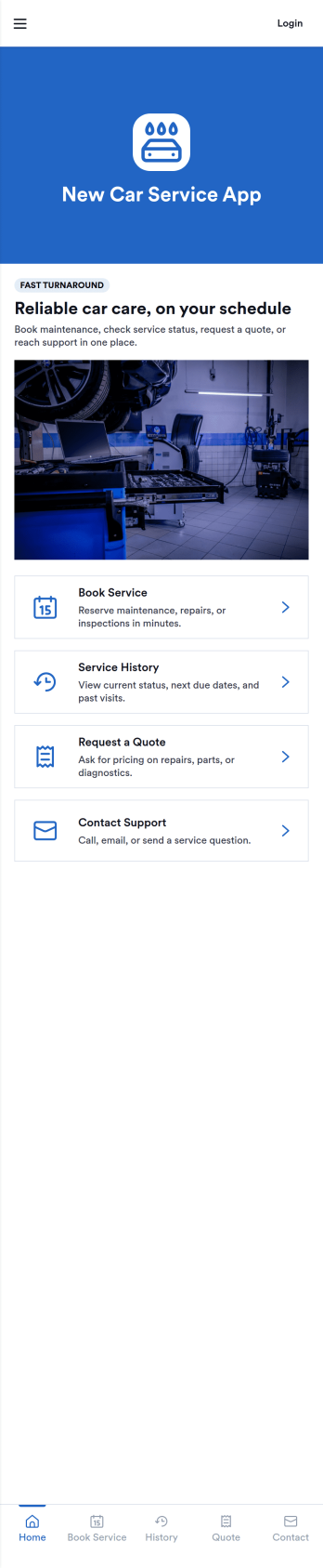New Car Service App Template