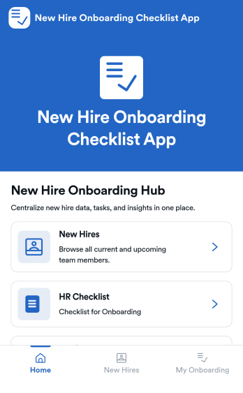 New Hire Onboarding Checklist App Template