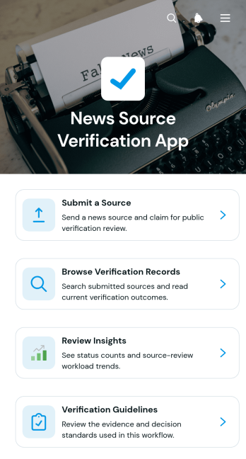 News Source Verification App Template