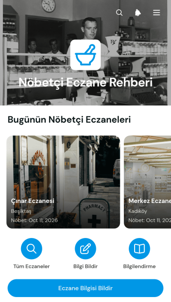 Nöbetçi Eczane Rehberi Uygulama Șablonu